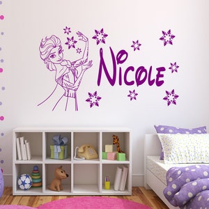 Personalised Kids Frozen Elsa - Vinyl Wall Art Sticker (fz002)