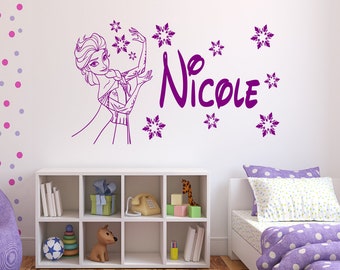 Personalised Kids Frozen Elsa - Vinyl Wall Art Sticker (fz002)