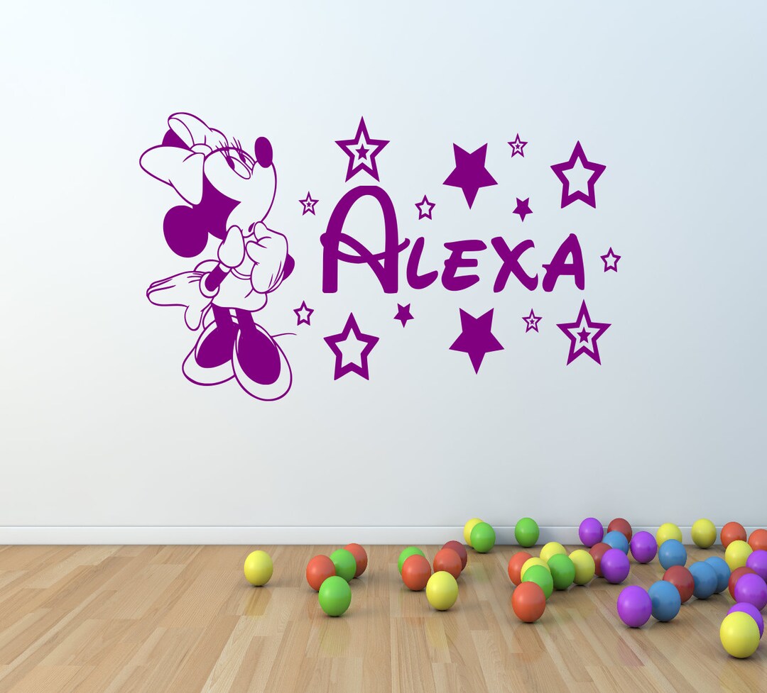 Personalised Minnie Mouse Vinyl Wall Art Sticker mk007 - Etsy