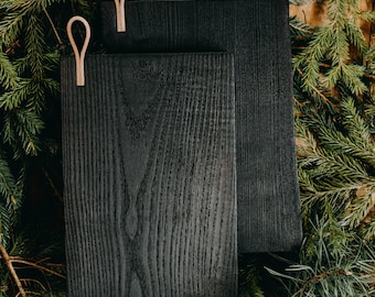 Black - Wood / Serving Dishes, Trays & Platters / Plate  Modern Burnt Solid Oak Wood/ Cutting Boards Burnt wood with Fire Yakisugi tehnique