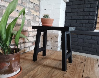 Night table Yakisugi Burned Oak Stool Night Stand Table For Bedroom Plant table wooden stools black solid oak wood plant accessories