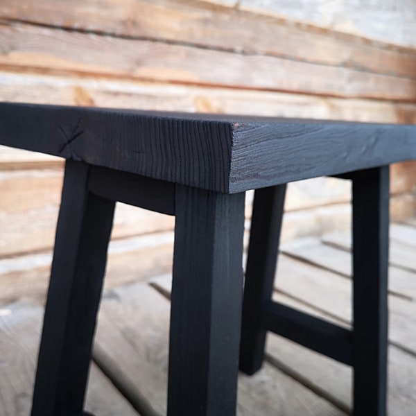 Tabouret Yakisugi en chêne brûlé, table de chevet, table de chambre à coucher, chaise végétale, table basse, salle à manger artisanale, maison et chaise de table en bois massif de chêne