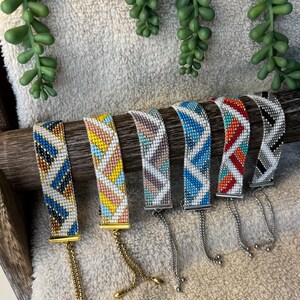 Beaded Loom Woven Bracelet, Basket Weave Design Bracelet, Geometic Design Bracelet, Handmade Bracelet, Gifts for Her