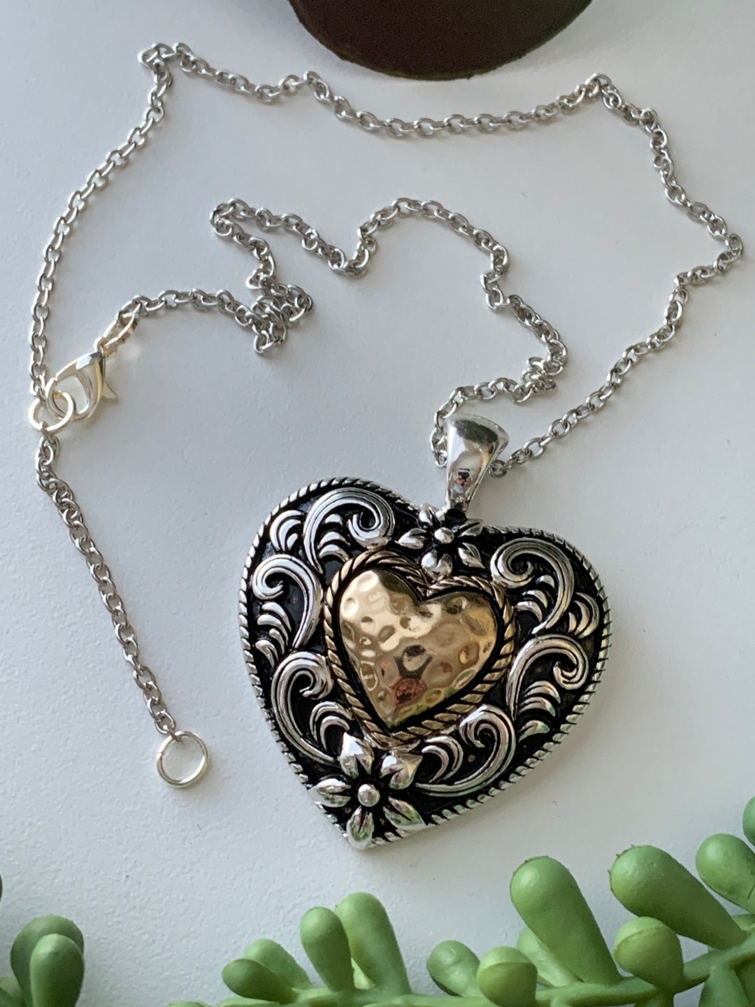 Heart Pendant, Heart Necklace, Love Necklace, Double Heart Necklace ...