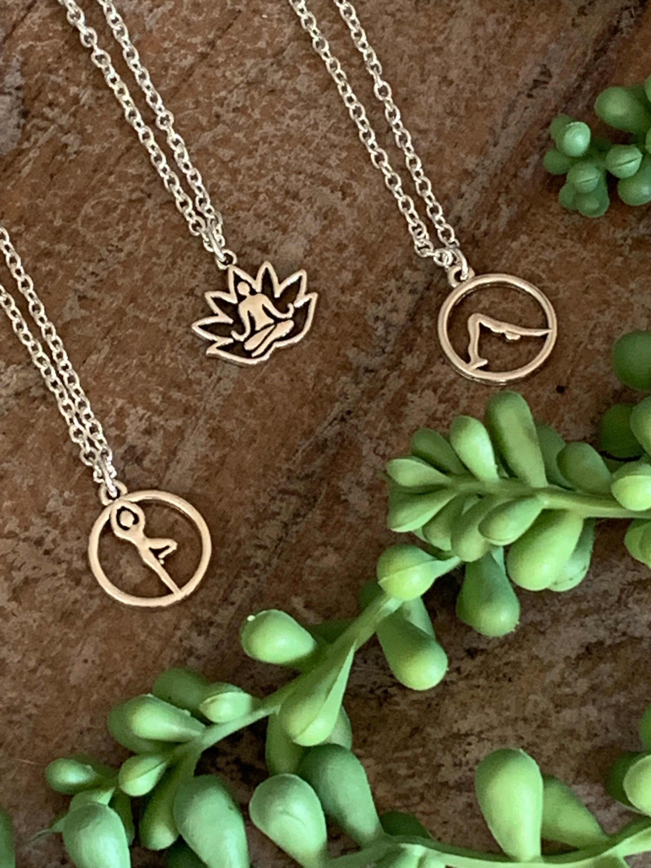 Yoga Pose Necklace Tree Pose Necklace Lotus Pose Necklace Etsy