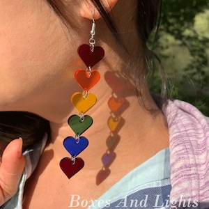 Rainbow Heart Earrings (short version) - Pride Statement Earrings