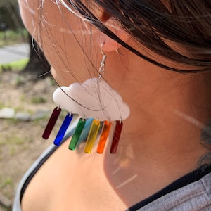 Rainbow Cloud Earrings - Pride Earrings