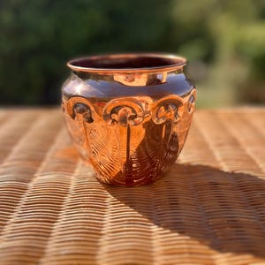Charming Art Deco Ornamental Copper Bowl / French Antique Copper Decorative Piece / Planter (12cm)/ Cache Pot Ancien/ UniqueFrenchAntiques