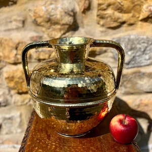 Antique Normandy Brass Milk Jug, Villedieu French Country Decor,  1800s, Handmade in France,