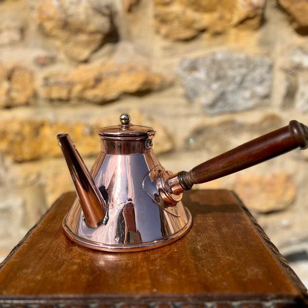 Superbe bouilloire en cuivre "Villedieu" / Bouilloire en cuivre vintage de la fin du XIXe siècle / Bouilloire Français antique / Bouilloire à thé en cuivre