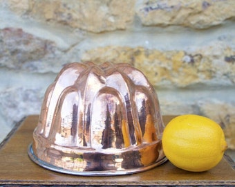 Molde de cobre francés antiguo para pasteles: molde de pastelería del siglo XIX