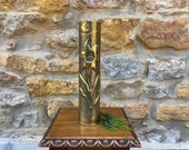 WW1 Artillery Shell converted into Brass Vase Trench Art 1914 1918, French cannon shell from battle in Champagne France