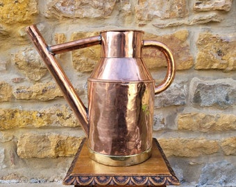 Rare & Beautiful 18th Century French Copper Watering Can de Chateau / Antique Copper Watering Pitcher with Dovetails / Arrosoir Louis XIV