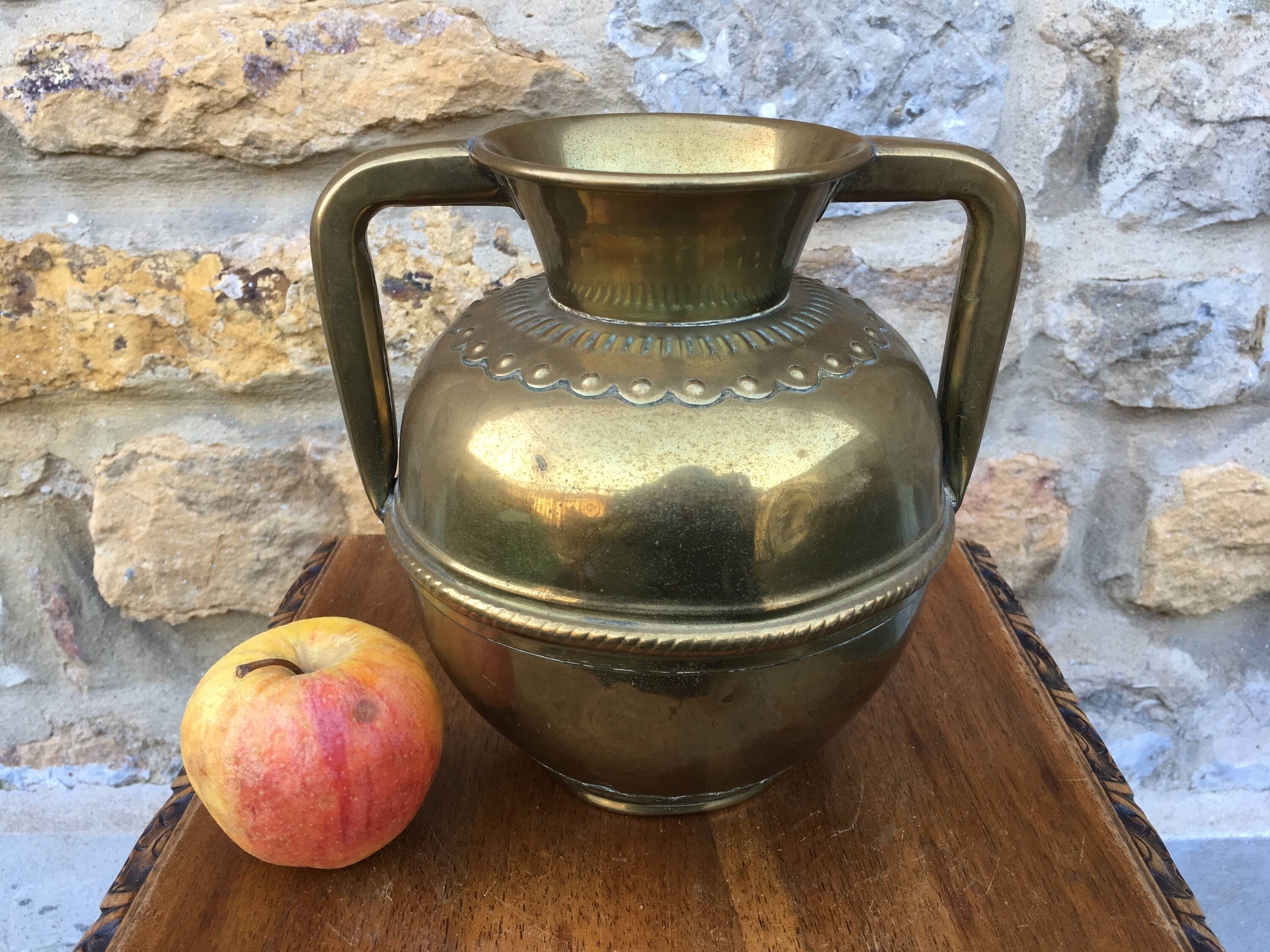 1800's Français Brass Milk Jar/Normandy & Cream Jug Petite Canne à Lait Normandie Laiton/ Antique Po