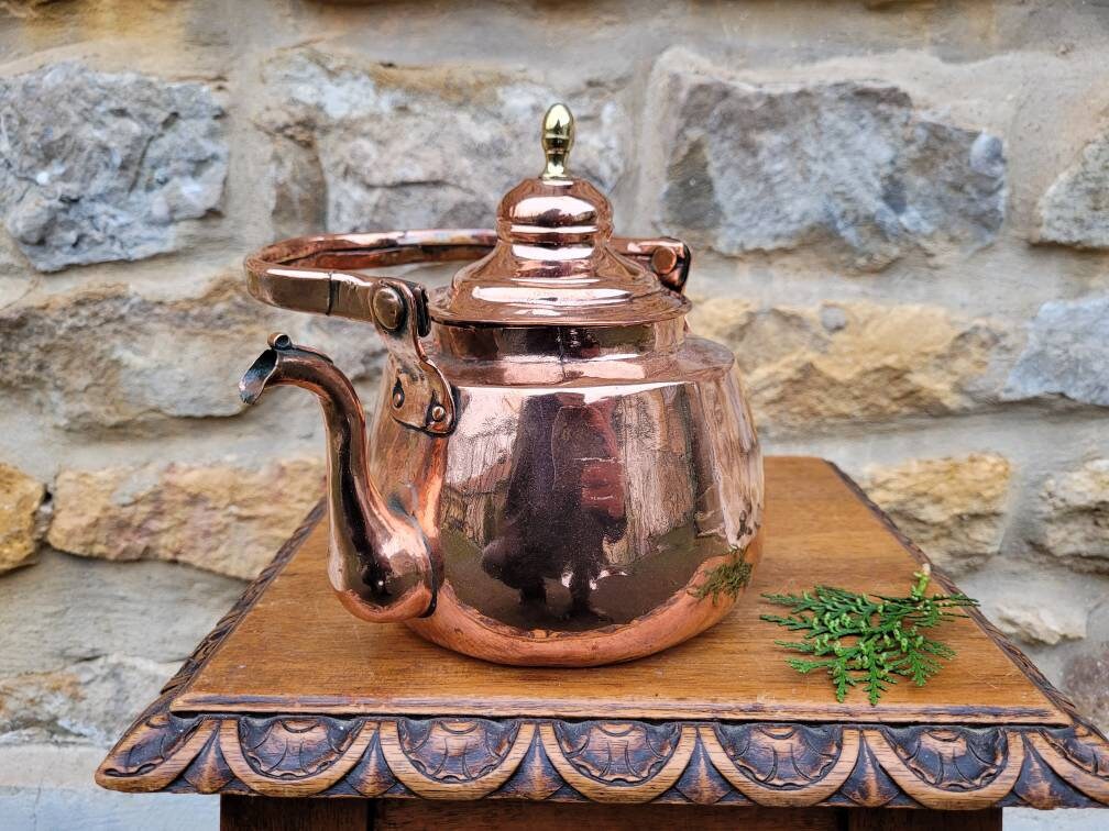 Short & Stout 18th Century French Copper Water Kettle / Charming
