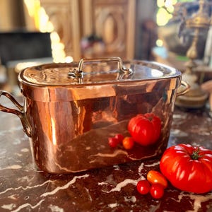 Casseruola in rame del XVIII secolo / Bellissima Daubière francese / Pentola in ghisa in rame / Rara casseruola antica per arrosti / UniqueFrenchAntiques