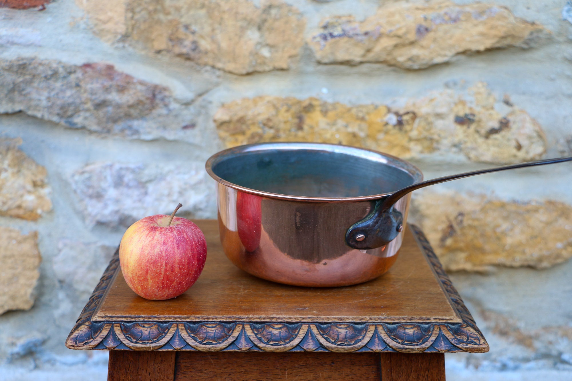 Poêle Brillante/Français Made Sauce 19Th Century Antique Copper Pan With Iron Handle Casserole Count