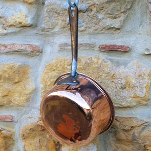 Antique French Copper Saucepan: 19th Century Country Kitchen Decor