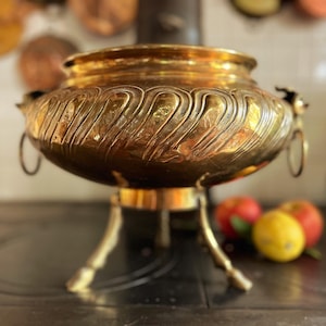 Antique 18th Century Brass Bowl with Mythical Pan Faces /  Louis XIV Era French Ornament