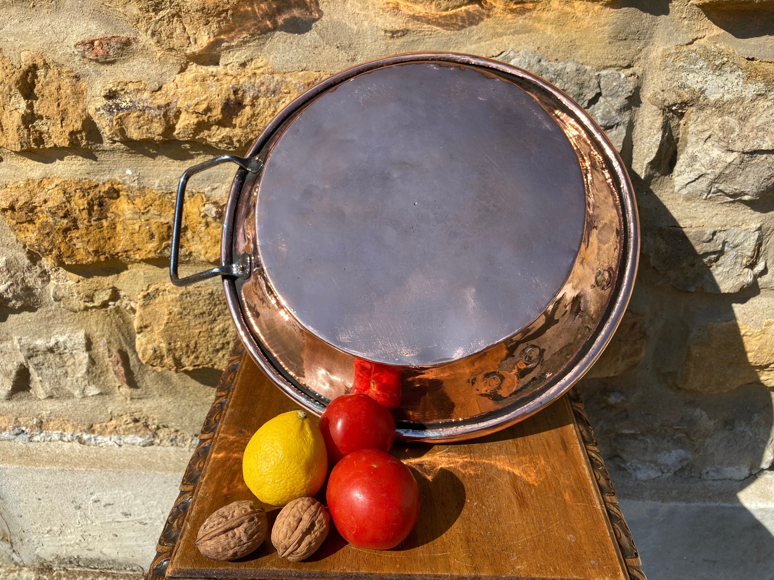 Grand Plateau de Cuivre/Ustensiles Cuisine Français Du 18Ème Siècle Plat Antique Cuisine Grand Plate