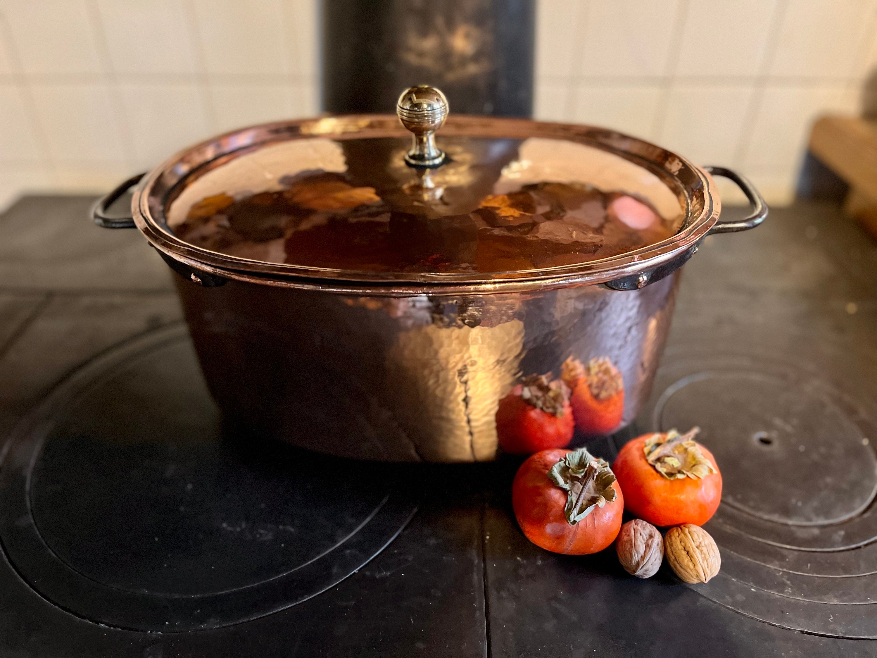 New NKC Copper 24 cm Stew Pot Bassine a Ragoût Casserole Marmite Faitout  Dutch Oven Traditionally Made Normandy Kitchen 24cm 9.5 Tin lined