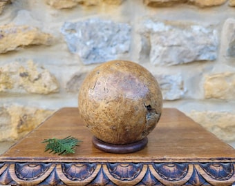 Gepolijste handgesneden petanquebal/rustieke houten boule/gemaakt in Frankrijk van buxuswortel/boule lyonnaise/jeu de boule/petanquebal
