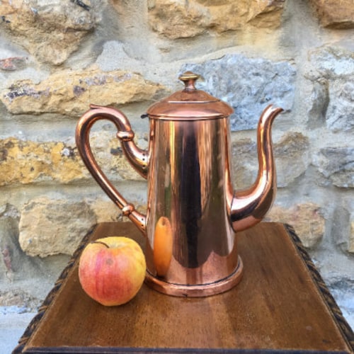 Doublette Boule Lyonnaise Ancienne Cuivre 10 Cm + Panier Cuir