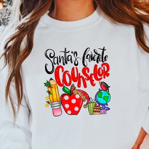 Santa&#39;s Favorite Counselor Shirt - Christmas Gift for School Counselor Office Staff - Child Counselor Sweatshirt - Xmas Holiday Tees