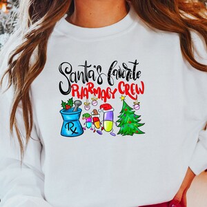 Santa&#39;s Favorite Pharmacy Crew Shirt - Cute Holiday Tees - Pharmacy Crew Sweatshirt - Holiday Pharmacist Shirt - Pharmacy Office Gift