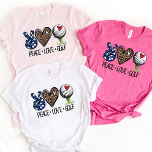 Chemise de golf Peace Love - Chemise de golf mignonne - Chemise de golf - Chemise Peace Love - Chemise de golf léopard - Chemise de golf maman - Chemise de golfeur