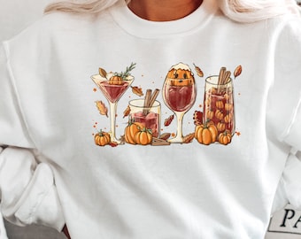 Fall Wine Shirt - Cute Fall Sweatshirt - Thanksgiving Cocktail Shirt - Apple Cider Shirt - Fall Mom Shirt - Fall Drinks Shirt