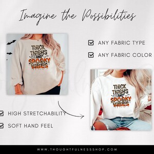 Ready to Press DTF Transfer - Thick Thighs & Spooky Vibes Halloween TShirt Transfer - Direct To Film - Fall DTG Heat Press Transfer Designs imagem 3