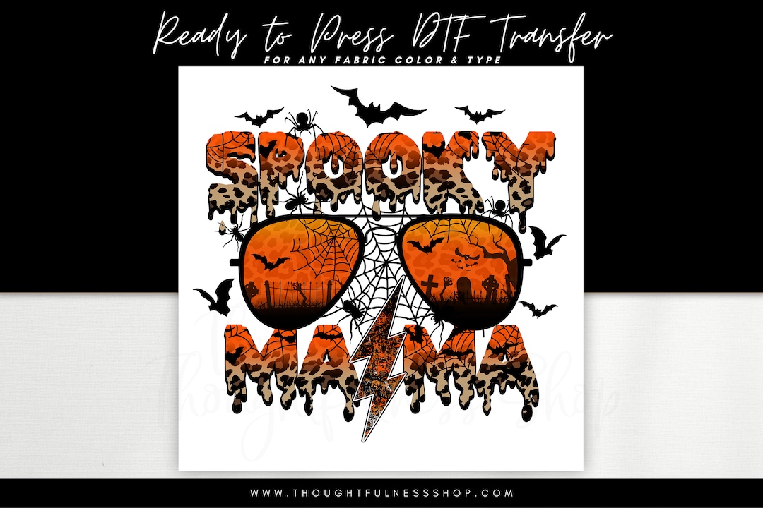 Ready to Press DTF Transfer - Leopard Print Spooky Mama Tshirt Transfer ...