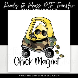 Ready to Press DTF Transfer - Chick Magnet Kids TShirt Transfer - Easter Gifts - Camo Hunting Heat Press Transfer - Direct To Film Children