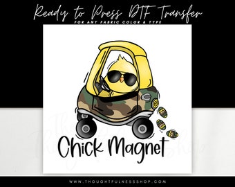 Ready to Press DTF Transfer - Chick Magnet Kids TShirt Transfer - Easter Gifts - Camo Hunting Heat Press Transfer - Direct To Film Children