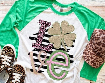 Shamrock Love Raglan-skjorta – St. Patrick's Day, klämsäker