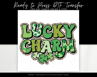 Ready to Press DTF Transfer - Hippy Retro Lucky Charm T-Shirt Transfer - St. Patrick's Day DTF Designs - Trendy St. Patty's Day Gift Designs