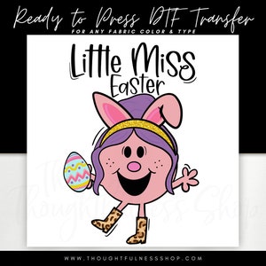 Ready to Press DTF Transfer - Retro Little Miss Easter T-Shirt Transfer - Easter DTF Designs - Girls Heat Press Transfer - Kids Easter Gift