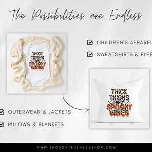 Ready to Press DTF Transfer - Thick Thighs & Spooky Vibes Halloween TShirt Transfer - Direct To Film - Fall DTG Heat Press Transfer Designs imagem 5