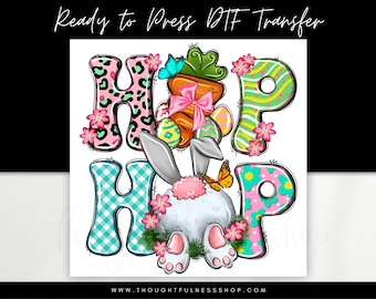 Ready to Press DTF Transfer - Hip Hop Bunny - Direct to Film - Easter Transfer - Children Apparel Designs - Spring Art - Heat Press Transfer