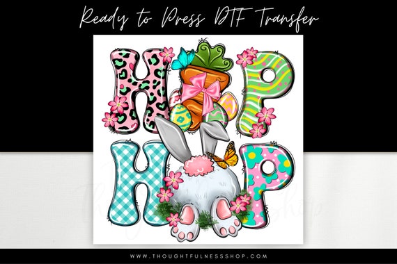 Ready to Press DTF Transfer - Hip Hop Bunny - Direct to Film - Easter Transfer - Children Apparel Designs - Spring Art - Heat Press Transfer