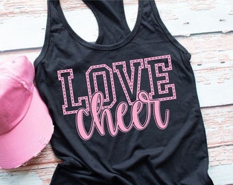 Love Cheer Tank - Women's Racerback Tank - Cheer Mom Tank - Workout Tank - Cheer Team Tank - Cheerleader Top - Spirit Wear Shirt