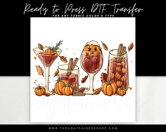 Ready to Press Fall DTF Transfer - Pumpkin Spice Wine TShirt Transfer - Heat Press Transfer Graphic - DTG Designs - Heat Transfer Designs