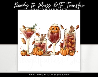 Ready to Press Fall DTF Transfer - Pumpkin Spice Wine TShirt Transfer - Heat Press Transfer Graphic - DTG Designs - Heat Transfer Designs