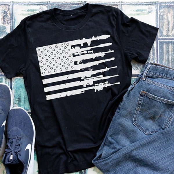 Camisa de la Bandera de armas - Camisa de la 2ª Enmienda - Regalo 2A - Camisa pro de armas - Camisa 2A - Camisa de derechos de armas - Armas de la bandera estadounidense - Camisa de veteranos