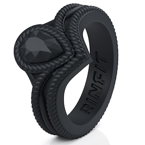 Rinfit Silicone Rings for Women - Female Wedding Rubber Bands - Soft and Comfortable Ring Replacement - Pear Diamond Collection