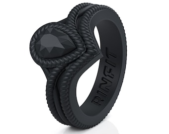 Rinfit Silicone Rings for Women - Female Wedding Rubber Bands - Soft and Comfortable Ring Replacement - Pear Diamond Collection