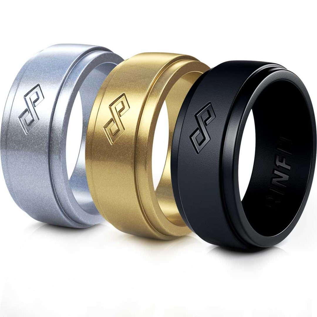 Rinfit Silicone Wedding Ring for Men - Soft Rubber Wedding Band ...