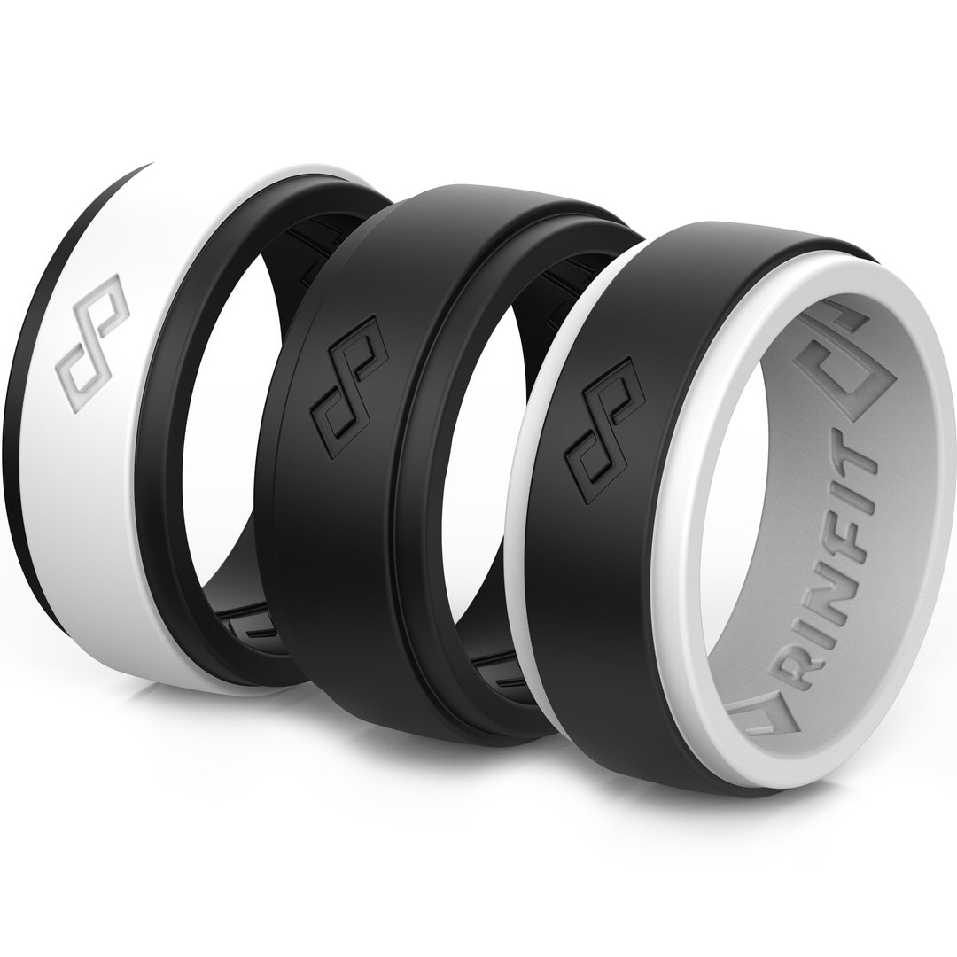 Rinfit Silicone Wedding Ring for Men Soft Rubber Wedding Band Replacement  AIR Collection 3 Pack 