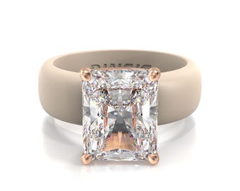 Silicone Ring – 10×8 mm Emerald Cut CZ | GlowStone Collection - Patented Design
